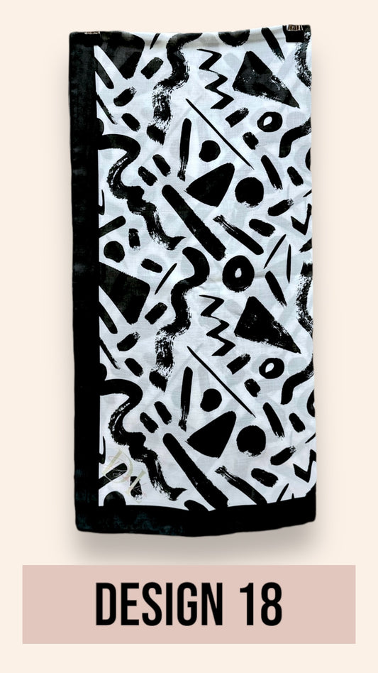 Bawal Premium Cotton Voile 48” (Black & White Series) Design 18