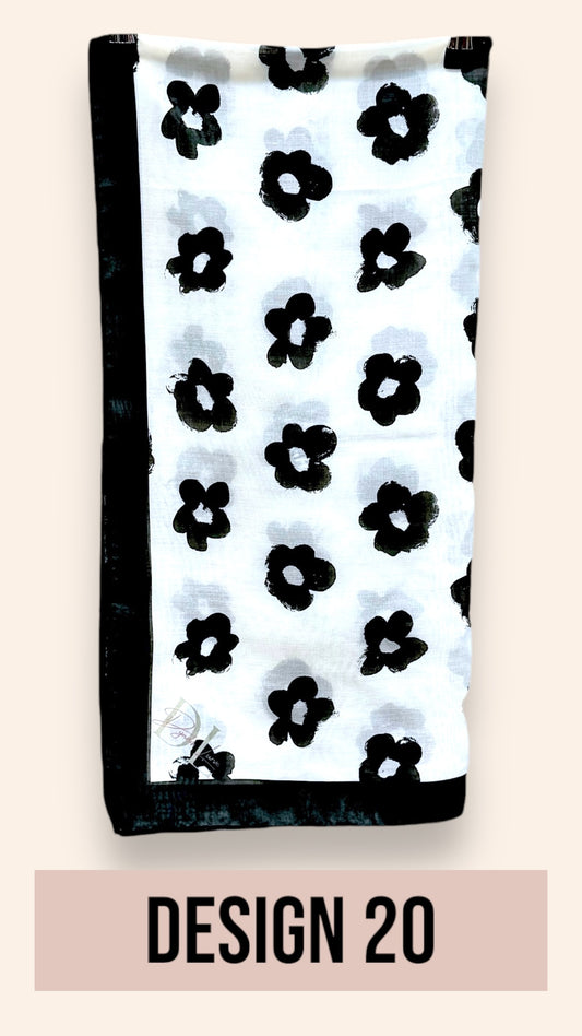 Bawal Premium Cotton Voile 48” (Black & White Series) Design 20