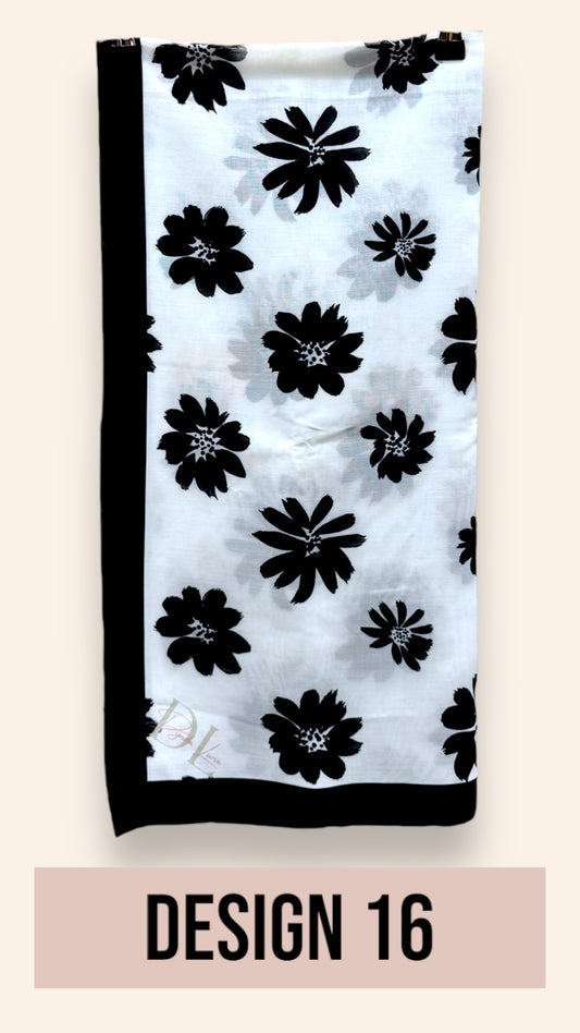 Bawal Premium Cotton Voile 48” (Black & White Series) Design 16